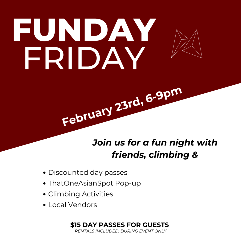 Funday Friday at Blue Swan Boulders this February 23rd