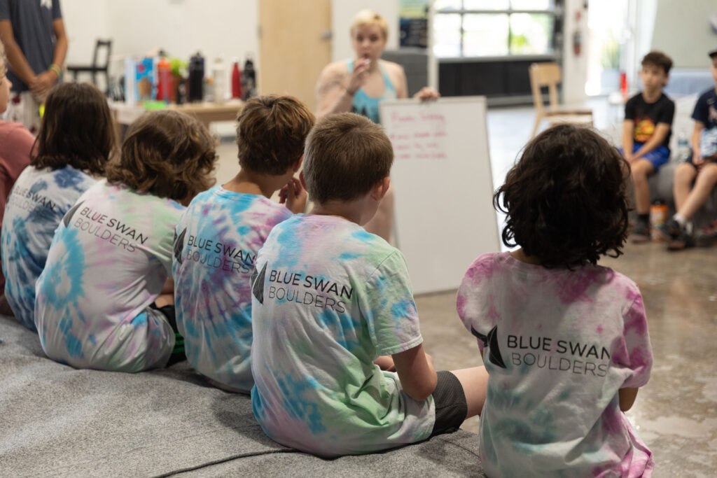 Tie-dye t shirts at Blue Swan summer camp